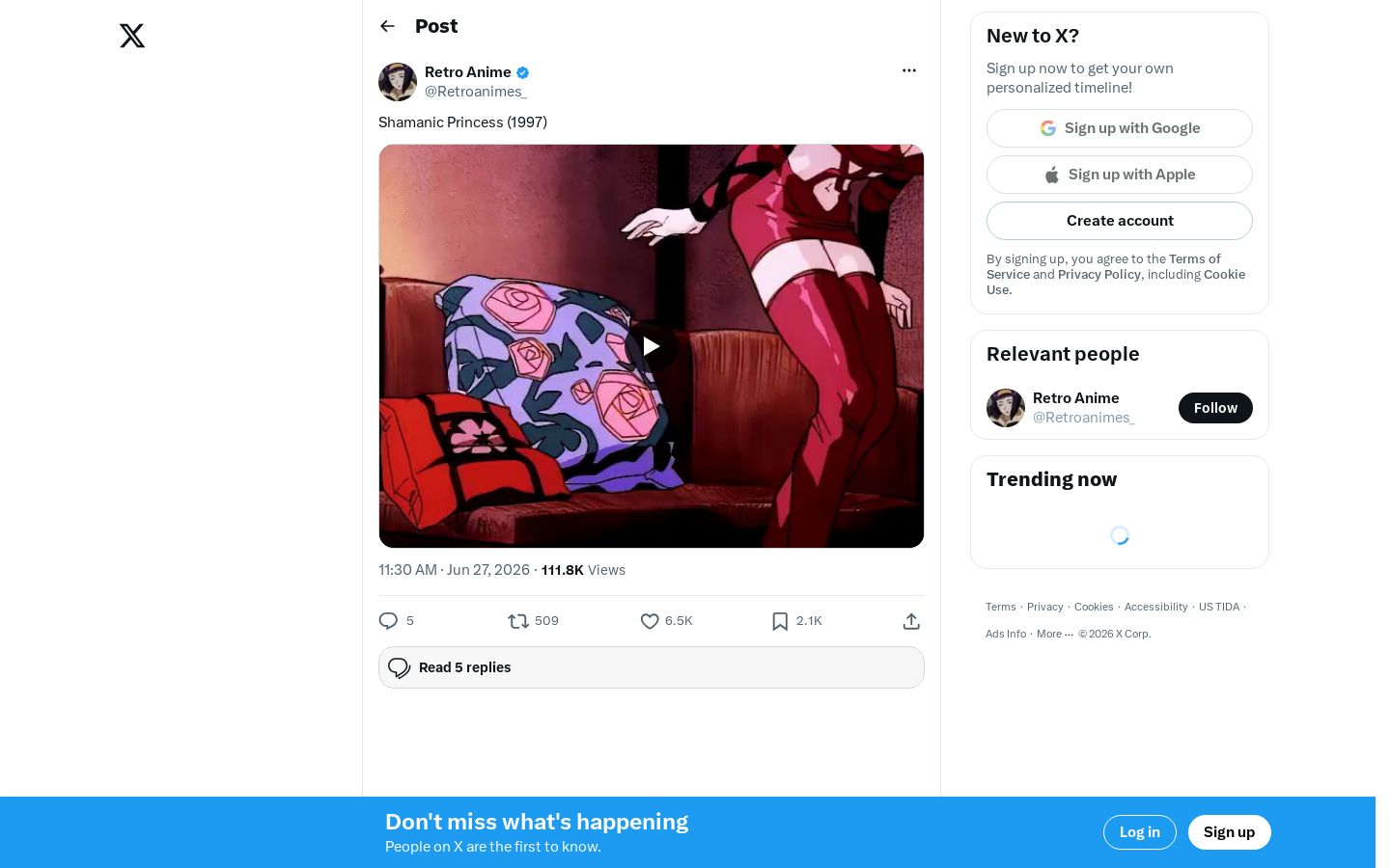 Retro Anime (@Retroanimes_) on X - Screenshot