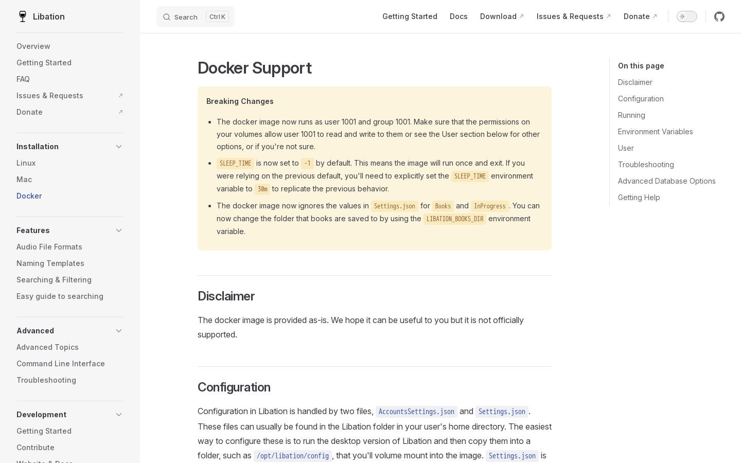 Docker Support | Libation - Screenshot