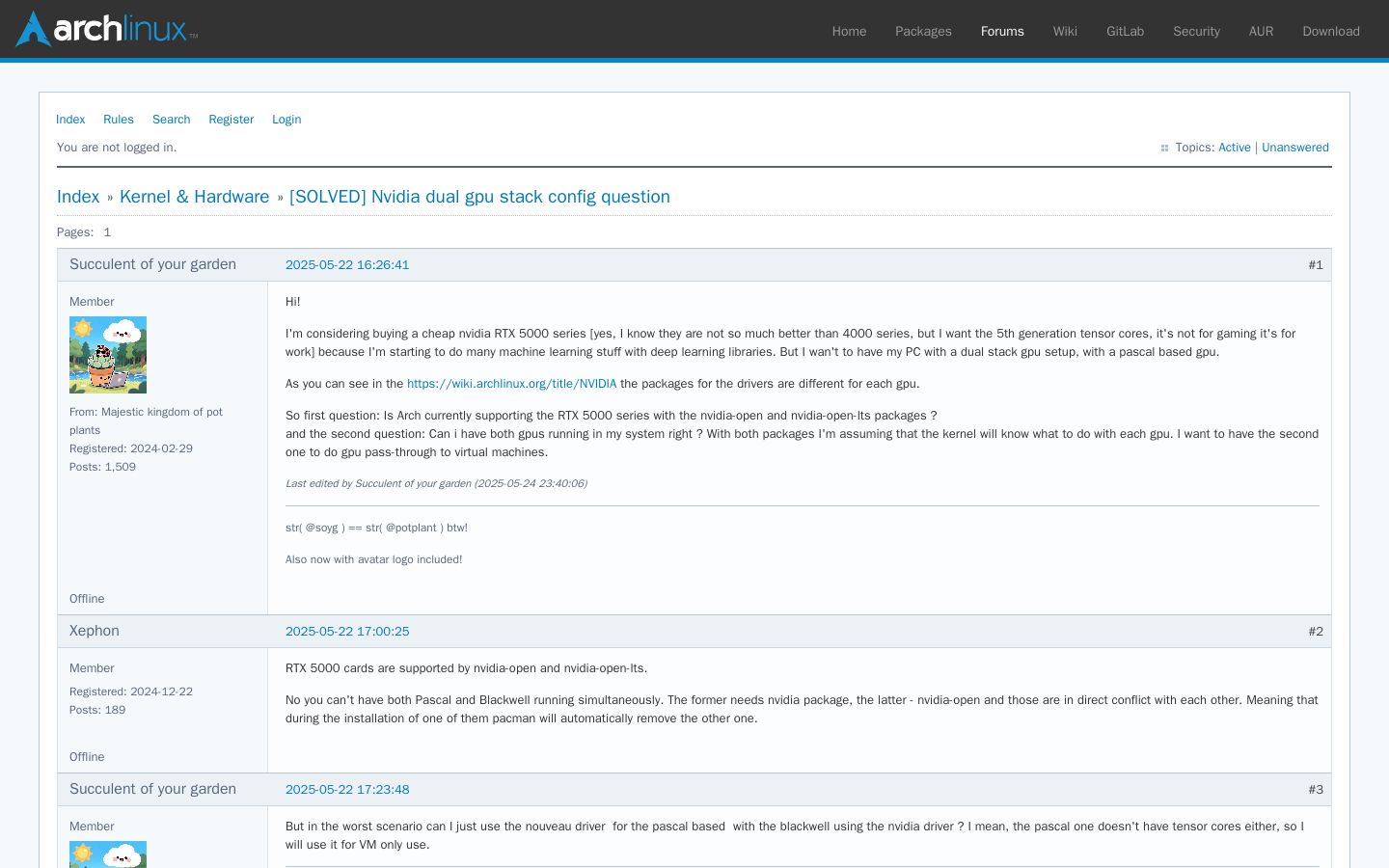 [SOLVED] Nvidia dual gpu stack config question / Kernel & Hardware / Arch Linux Forums - Screenshot