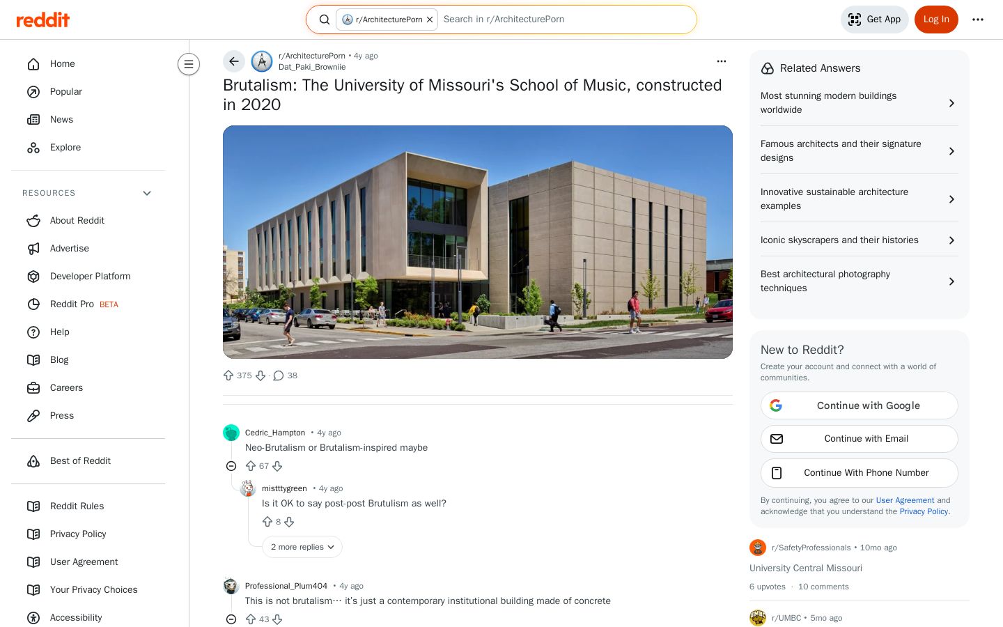 Brutalism: The University of Missouri's School of Music, constructed in 2020 - Screenshot