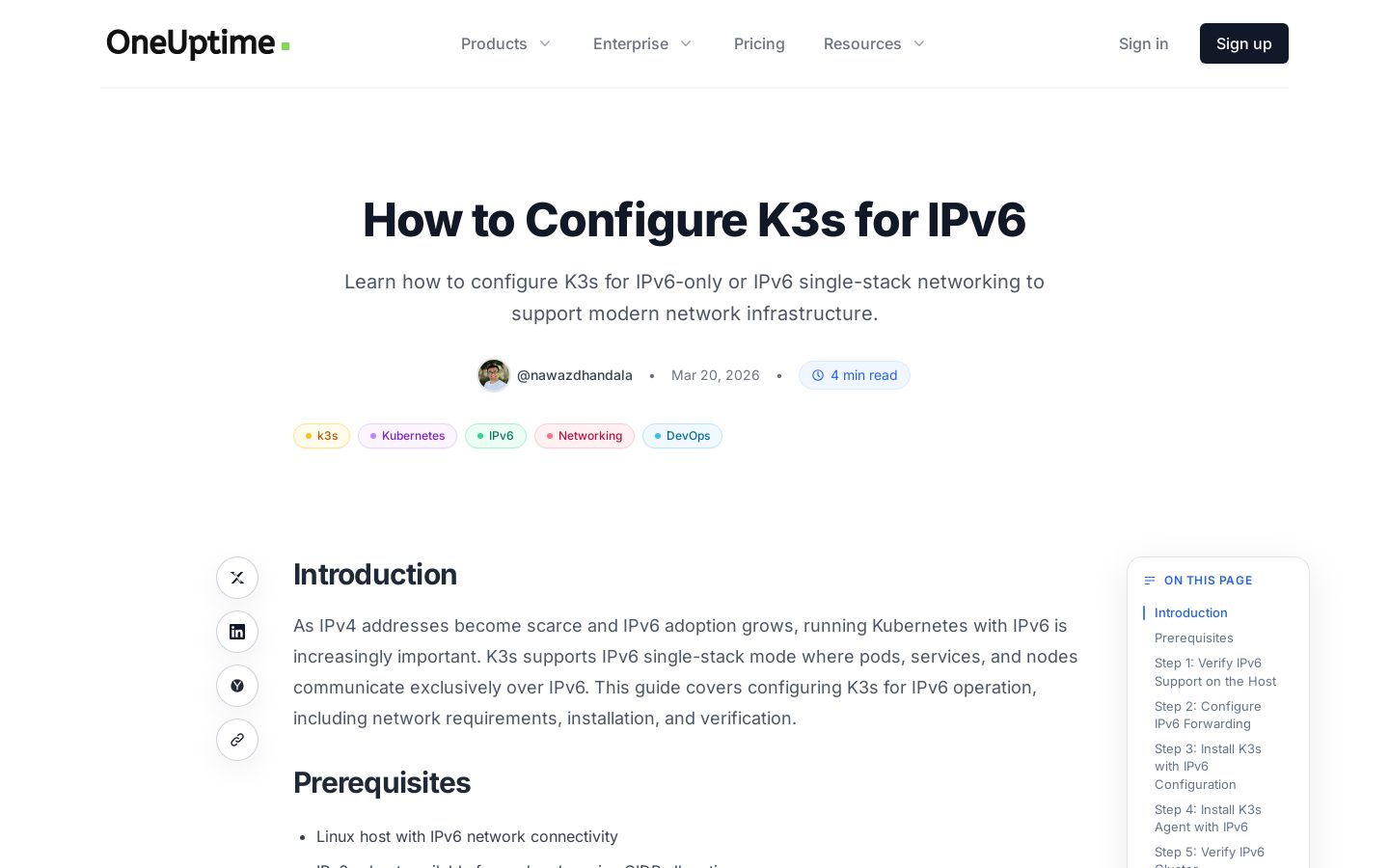 How to Configure K3s for IPv6 - Screenshot