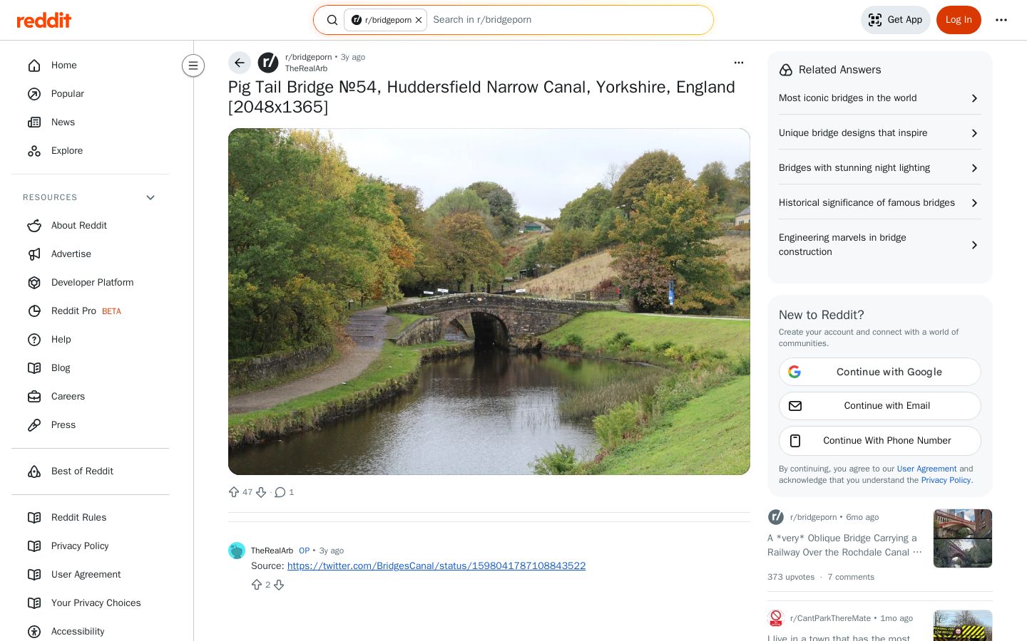 Pig Tail Bridge №54, Huddersfield Narrow Canal, Yorkshire, England [2048x1365] - Screenshot