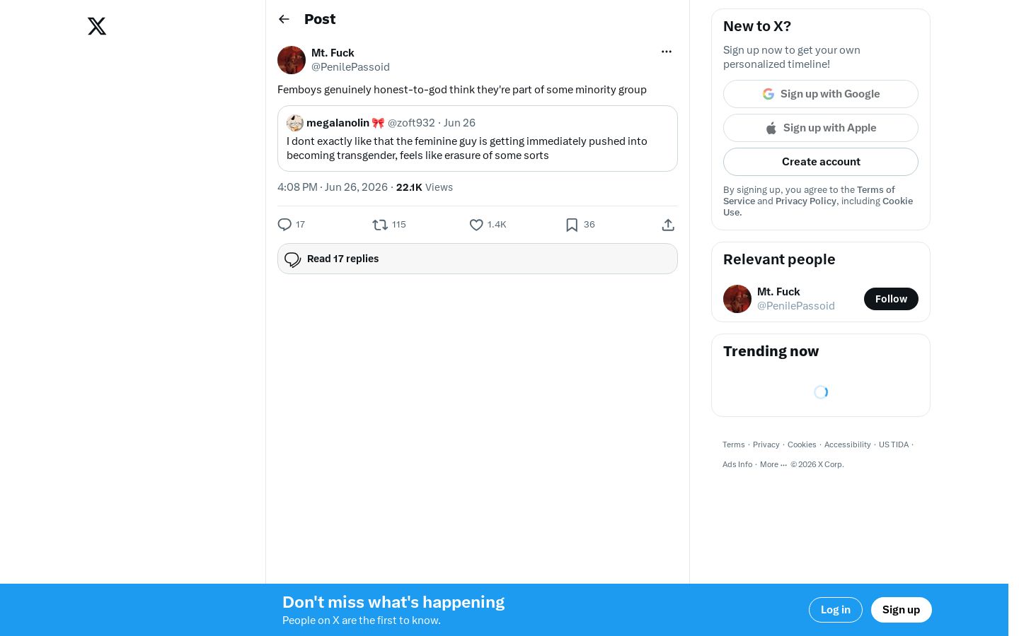 Mt. Fuck (@PenilePassoid) on X - Screenshot