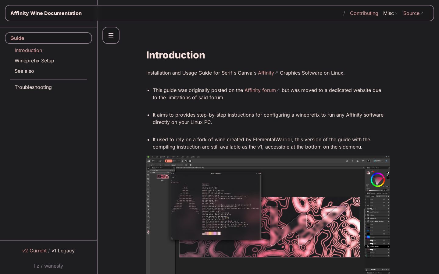 Introduction - Affinity Wine Documentation - Screenshot