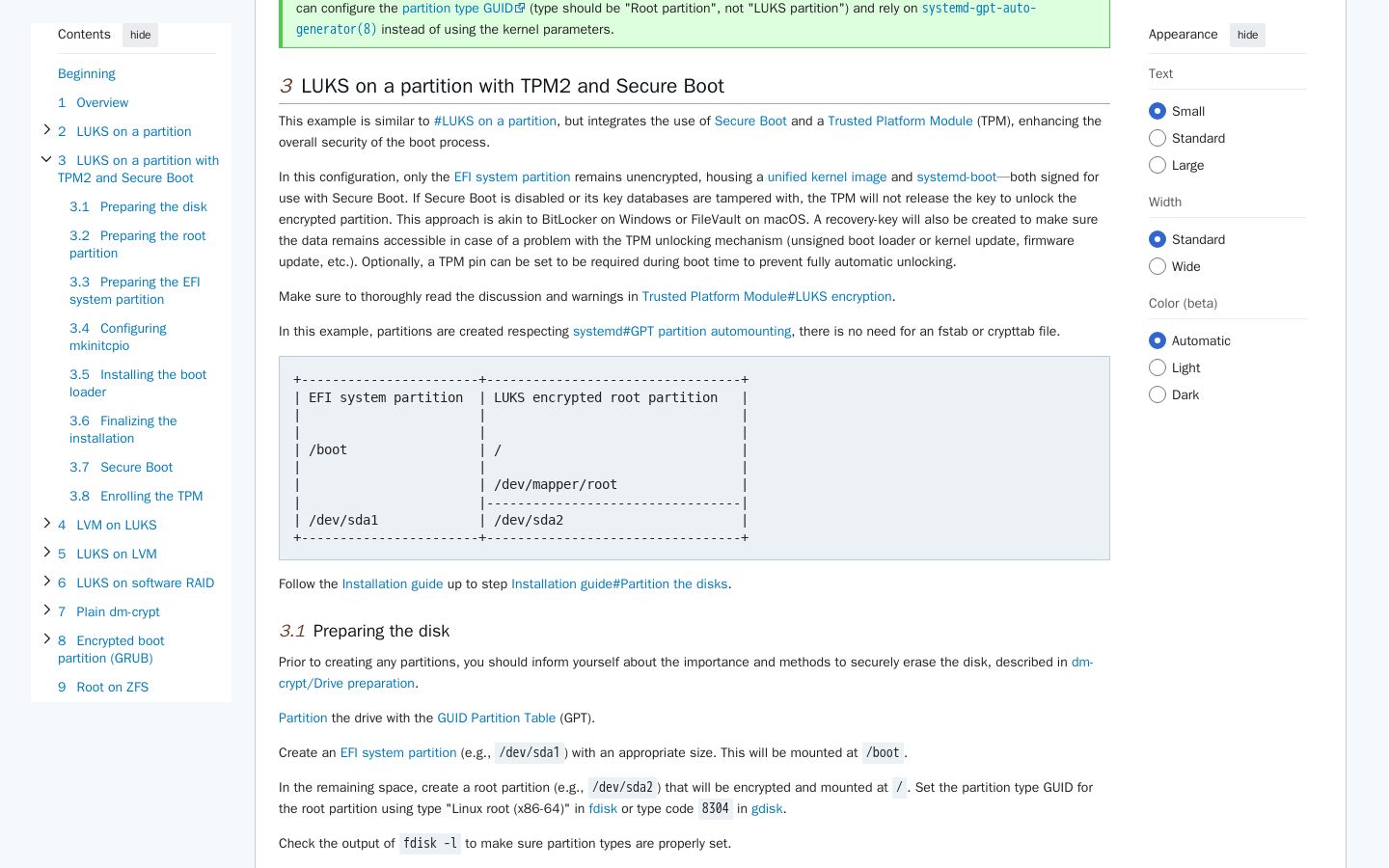 dm-crypt/Encrypting an entire system - ArchWiki - Screenshot